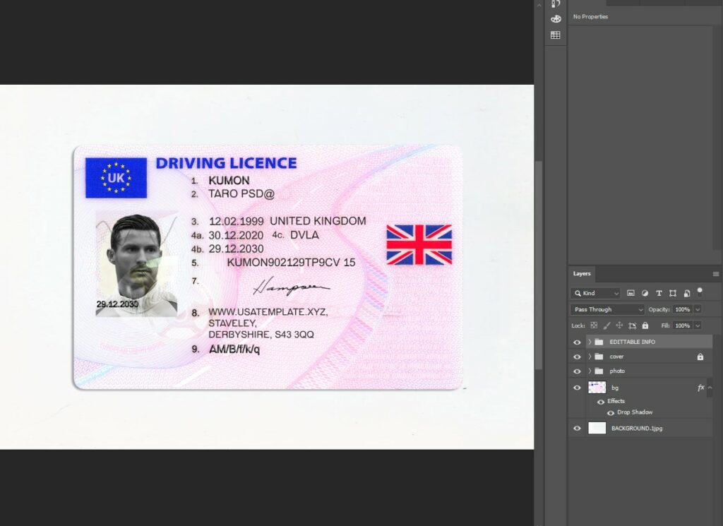 Uk Drivers License Psd Template